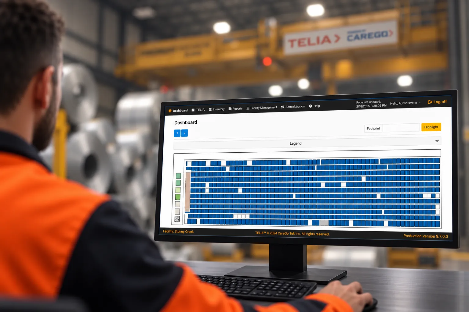 TELIA dashboard showing live operating performance