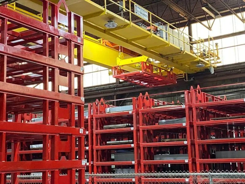 Close up of loaded storage cassettes in a bay